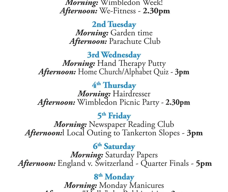 July Activities for Lyndhurst