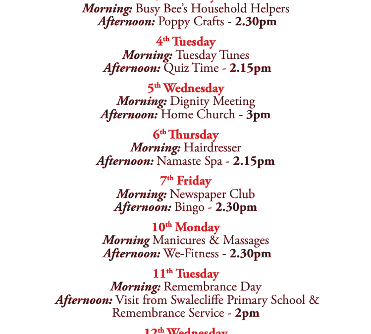 November 2025 – Activities at Lyndhurst